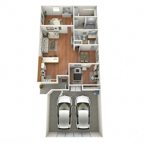 Floor plan for 2 beds, 2 baths, 1090 sqft